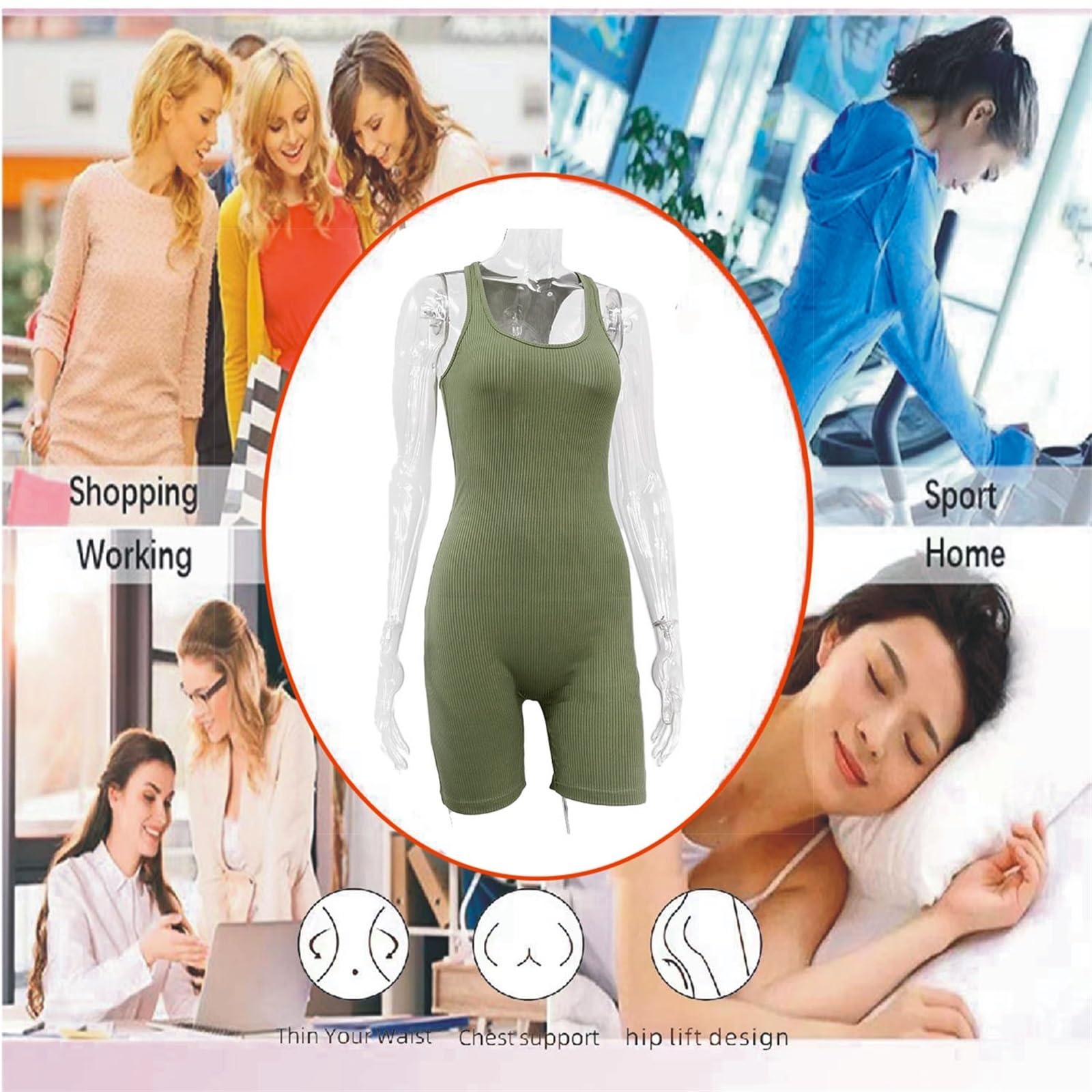 QTANZIQI Shapewear para Mujer, Cuerpo Completo, Control de Barriga, Espalda Cruzada, Cuello Halter, Tops a Mitad del Muslo, más Delgado, Levantador de glúteos