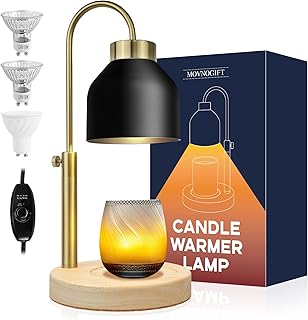 MOVNOGIFT Candle Warmer Lamp, Electric Candle Lamp Warmer with Timer & Dimmer, 3 Bulbs, Wax Melt Warmer Dimmable Light, Height Adjustable Electric Candle Melter for jar Candles, Home Decor Gift-Black