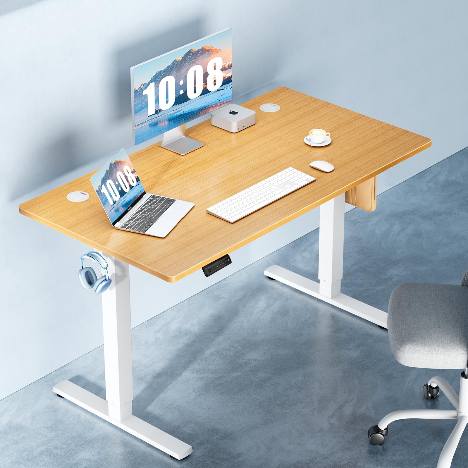 DUMOS 48 Inch Electric Standing Desk Height Adjustable Sit to Stand Up Computer Workstations Work PC Table Home — view 7