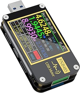 FNB48 USB 9 Pin Voltage Meter USB Tester Voltage Power Meter for Multifunctional Rapid Charging Tester 4 to 24V, 0 to 6.5A,0 to 156W (FNB48)
