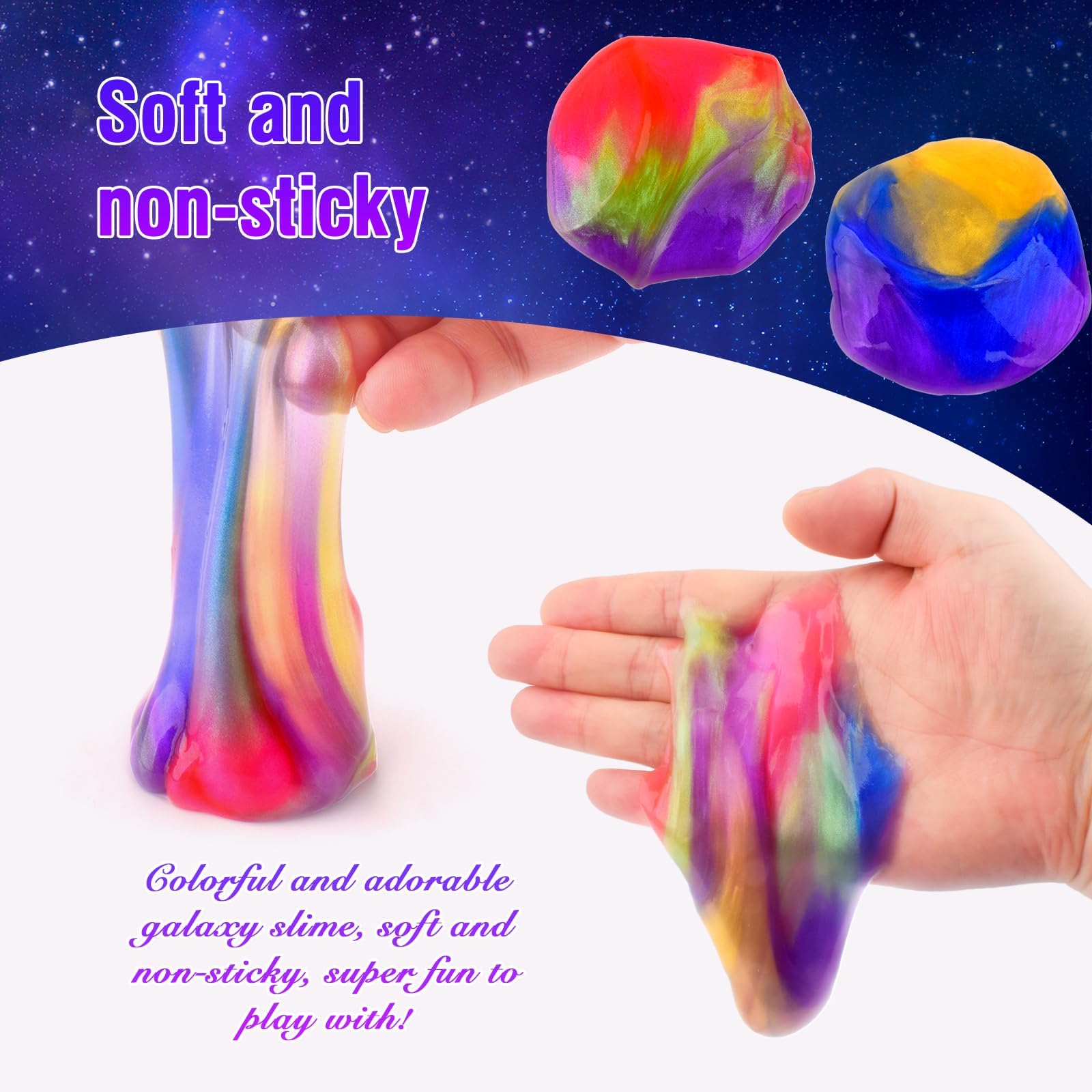28 Packs Colorful Galaxy Slime for Girls & Boys, Fluffy Stretchy & Non-Sticky, Stocking Stuffers for - Image 2