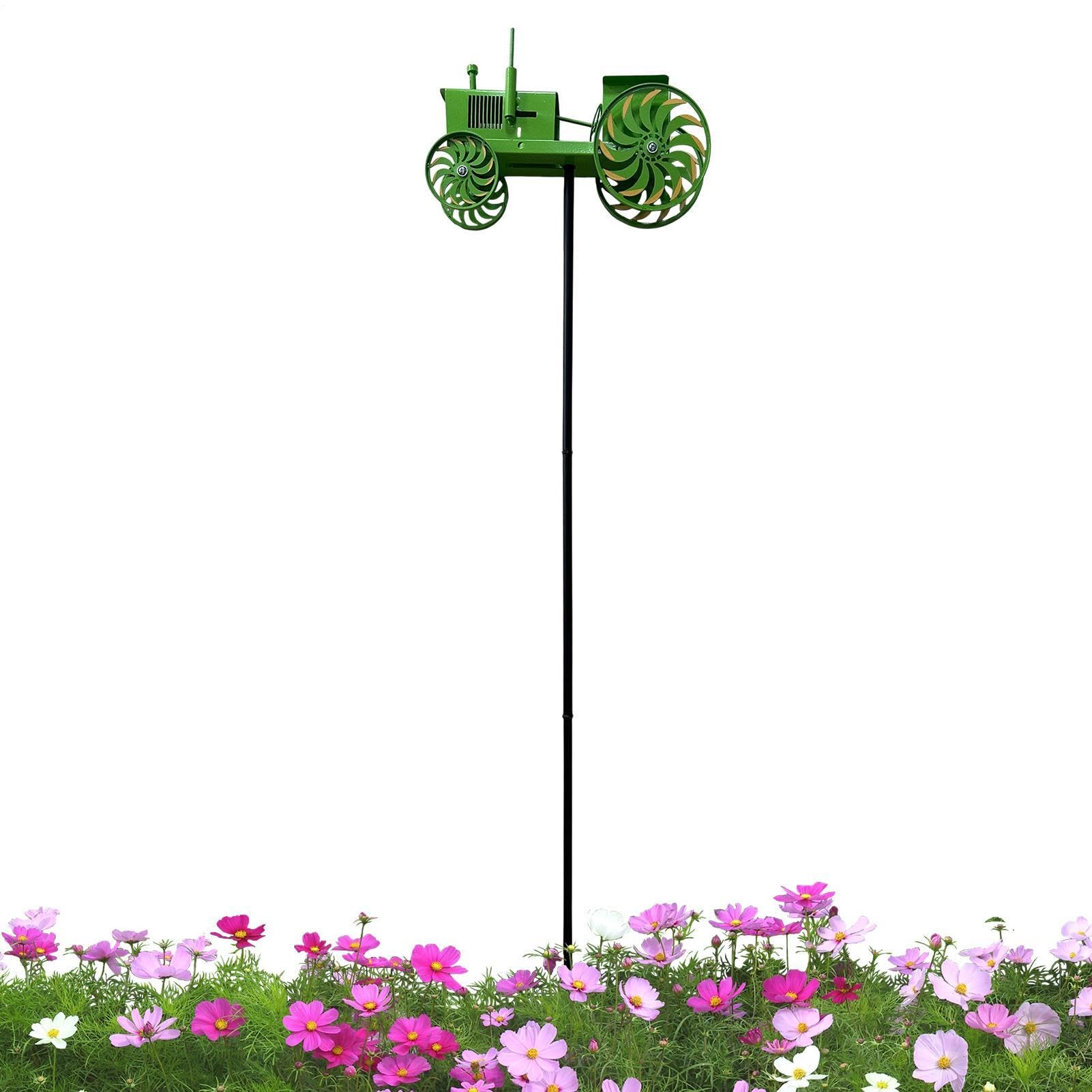 Éolienne de Tracteur Jardin | Girouette Tracteur en métal | Sculpture Moulin à Vent extérieure avec Roues rotatives | Motion Art Farm Tractors Moulin à Vent Piquet en Fer pour décoration Jardin