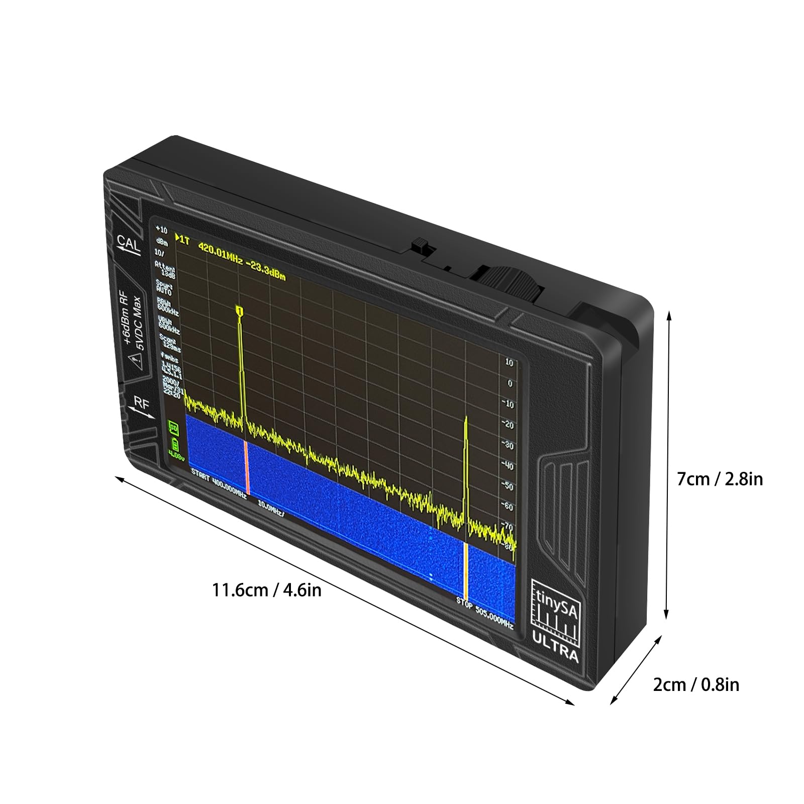 Upgraded TinySA Ultra Spectrum Analyzer 100kHz~5.3GHz 4.0 Inch Handheld Tiny Portable Frequency Analyzer Bulit-in Battery