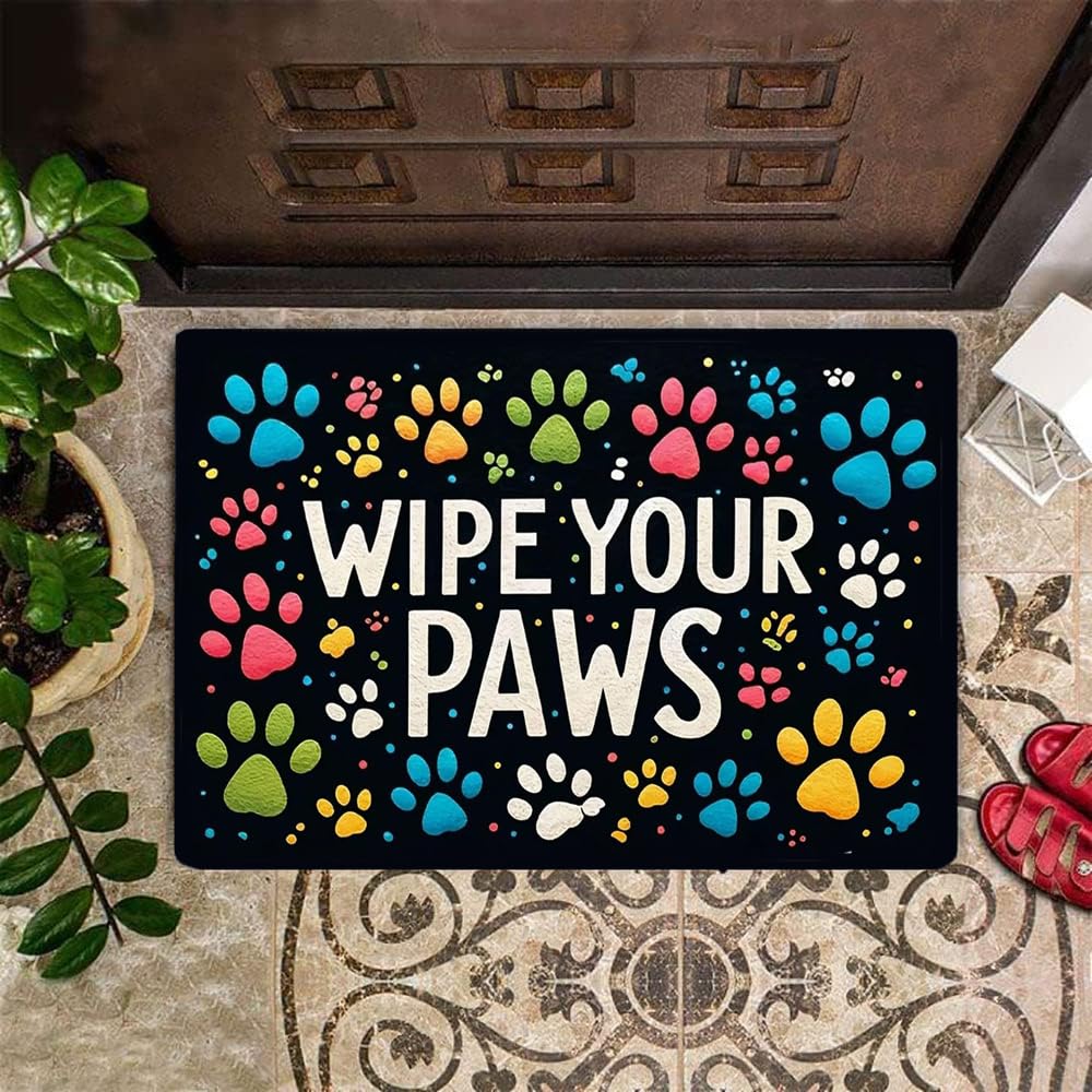 Photo 1 of **DIRTY/USED**
Funny Dog Paw Door Mat Wipe Your Paws Floor Mat,Welcome Mats for Front Door Indoor Entrance Non Slip Rubber Rugs Outdoor Door Mats for Home Entry,Kitchen,Bathroom,Floor,Porch Decor 18x30 Inch