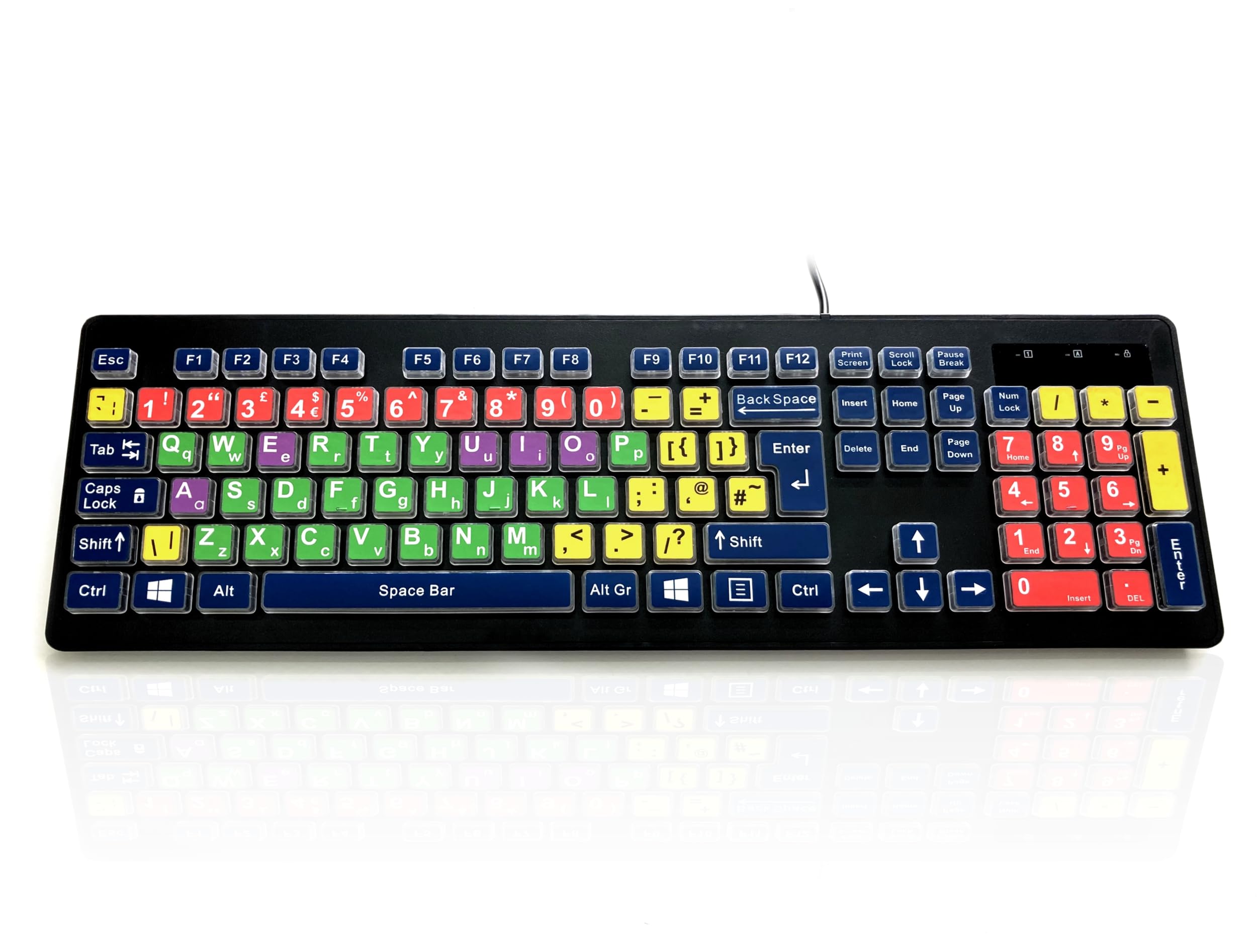 Accuratus Rainbow 2 Mix - USB Mixed Colour Childrens SEN Keyboard with Extra Large Font & Mixed Colour Keys (UK Layout)