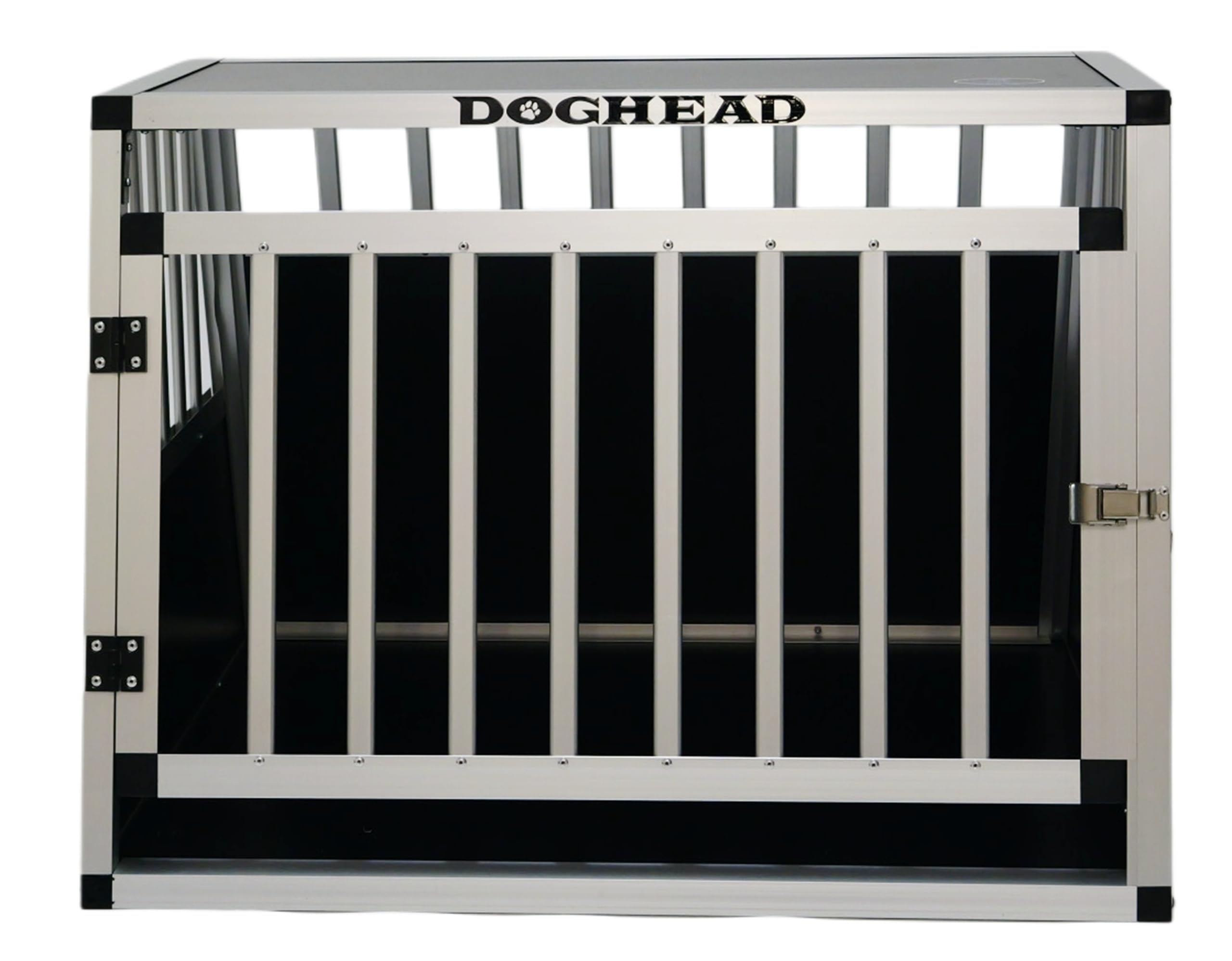 DOGHEAD Hundetransportbox Ecoline, Single 75x65x55 cm, Schwarz, Aluminium, Beidseitig Abgeschrägt 75°