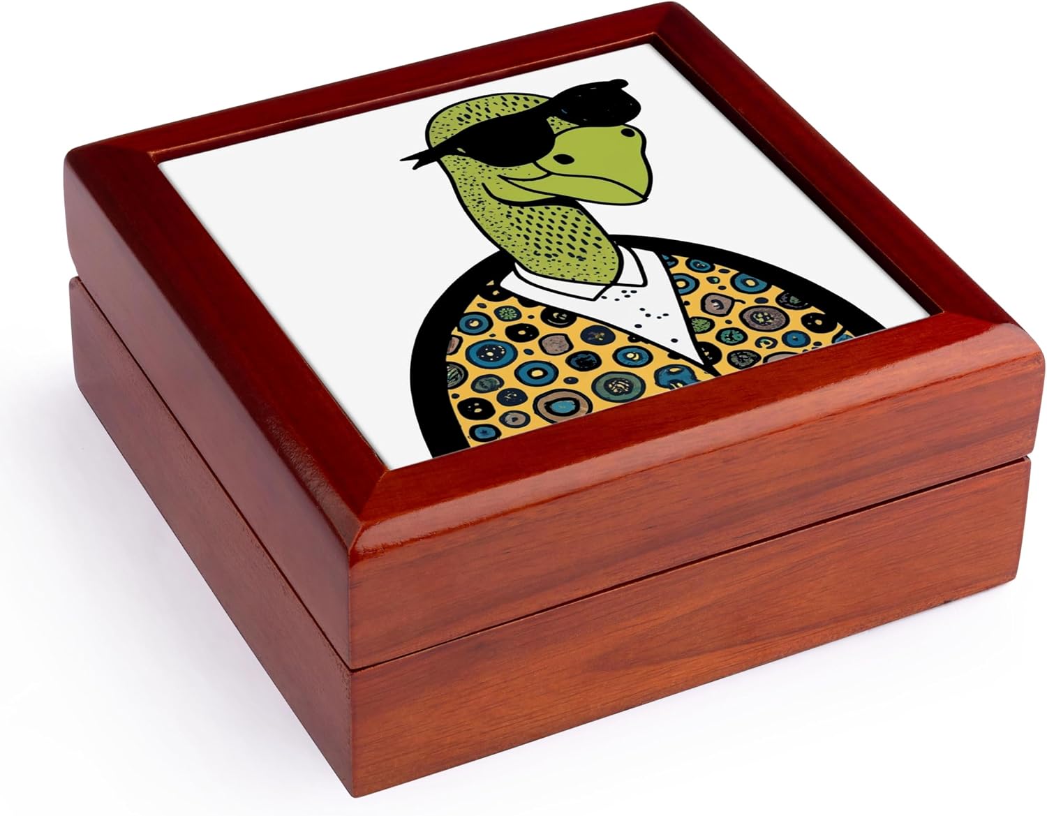 3dRose Funny Cute Cool Hip Green Jewelry Box 7 x 7 inch with 4 inch tile