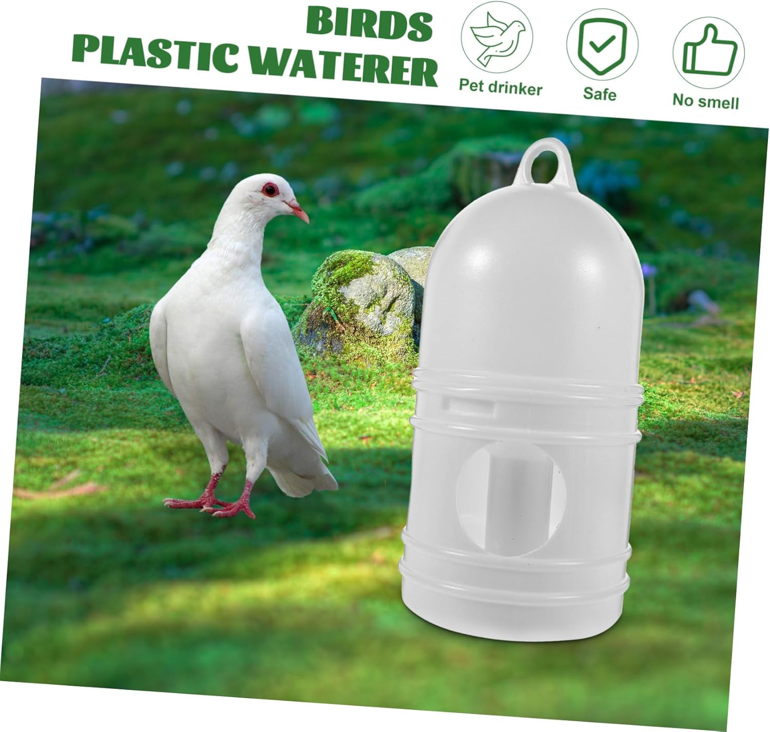 Generic Pigeon Water Dispenser Birds Waterer 2 Pack Plastic Bird Feeding Supply 9.44X4.72X4.72 Inch Clean Odorless Water Feeder for Indoor Outdoor Bird Cages