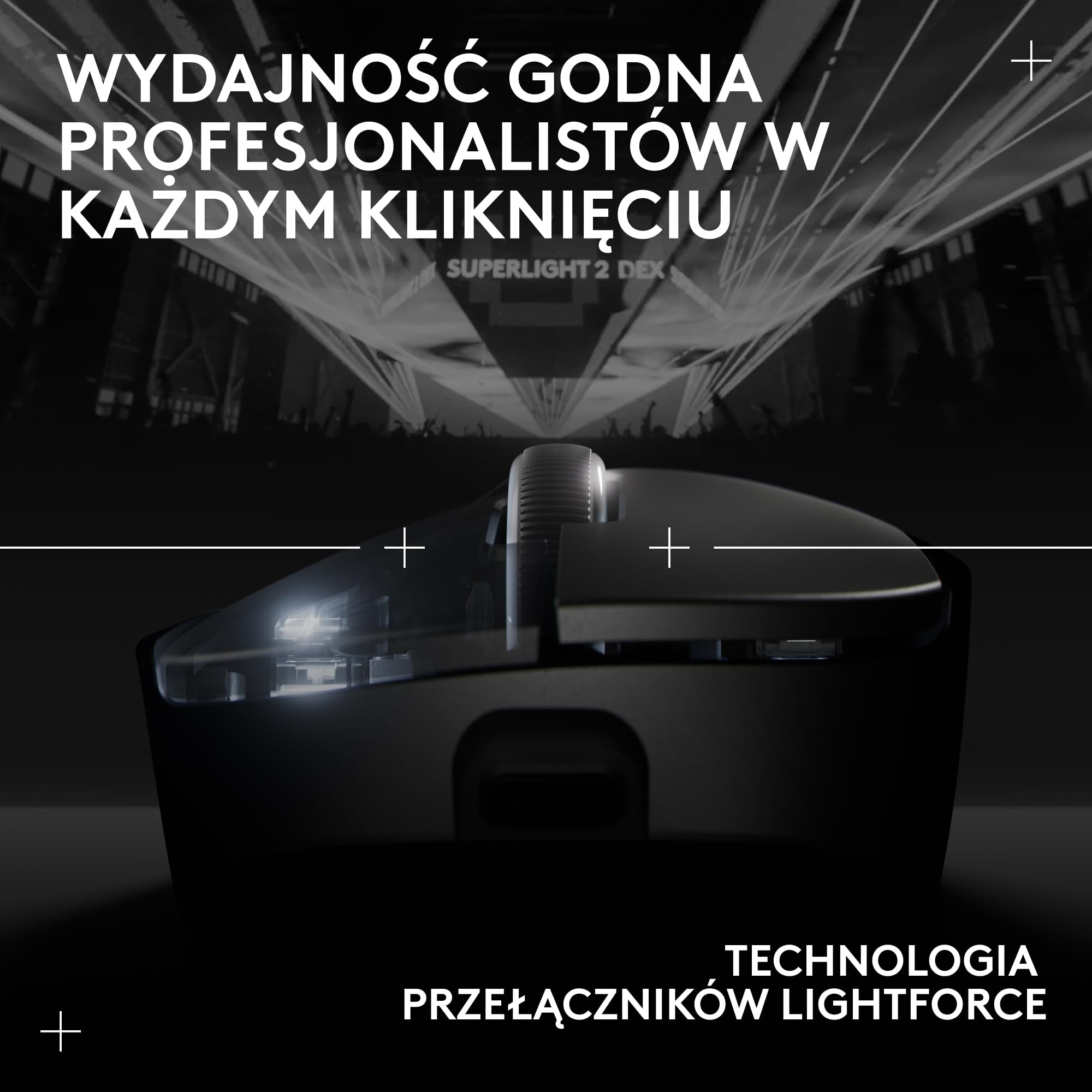 Bezprzewodowa mysz do gier Logitech G PRO X SUPERLIGHT 2 DEX LIGHTSPEED, lekka mysz klasy profesjonalnej o wadze 60 g, z 5 programowalnymi przyciskami, ładowaniem przez USB-C