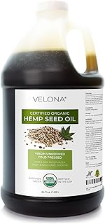 velona Hemp Seed Oil USDA Certified Organic - 64 Fl Oz | 100% Pure and Natural Carrier Oil | Unrefined, Cold Pressed | Hair, Body, Face & Skin Care