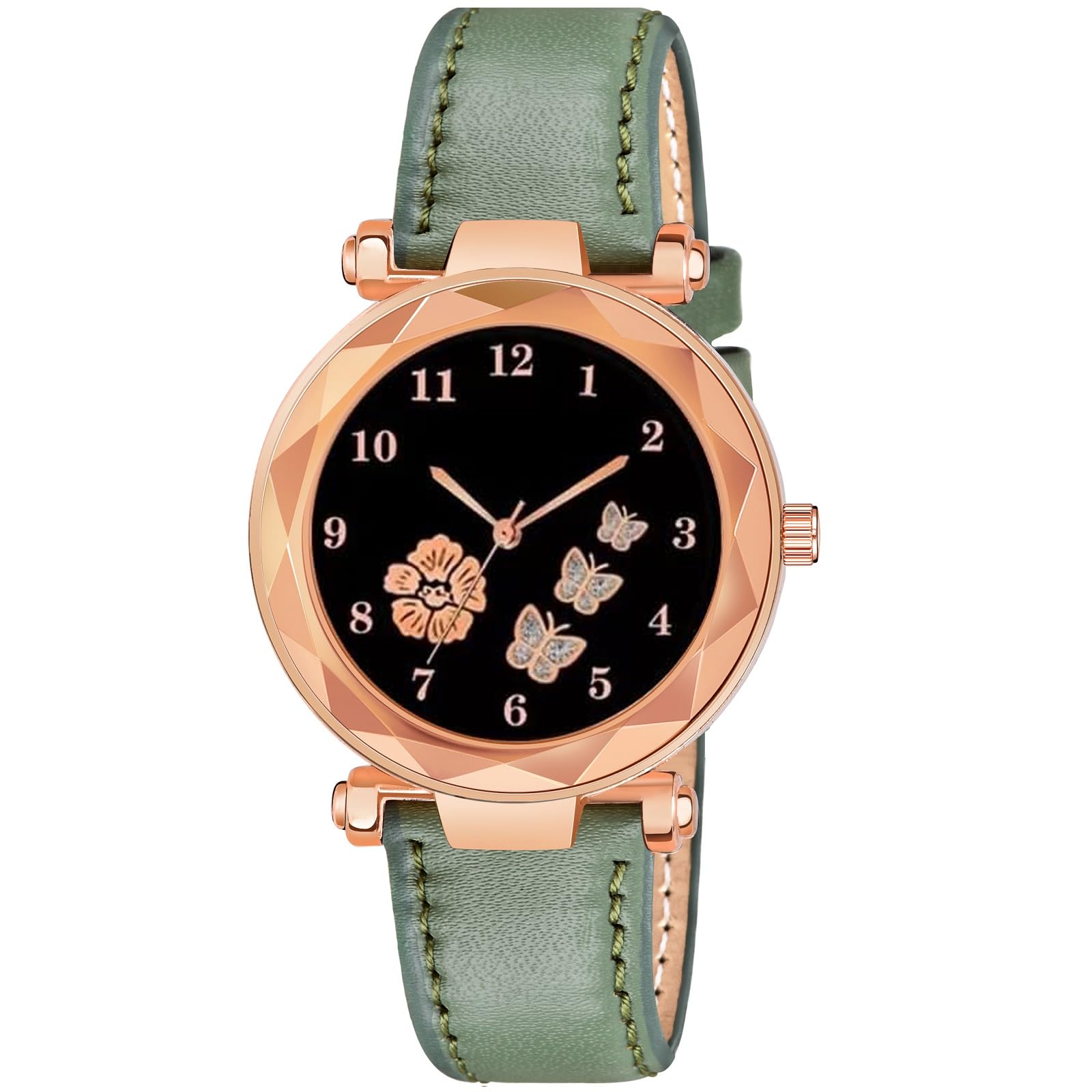 CERO Analogue New Flower Butterfly Print Dial Lathers Strap Girls and Womans Watches (Green) (B0CB6DDMY6) Amazon Price History, Amazon Price Tracker