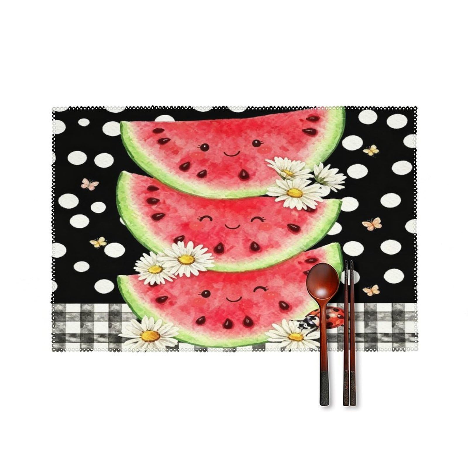 Fekiloot Style Watermelons Placemats Set Of 6,Table Mat