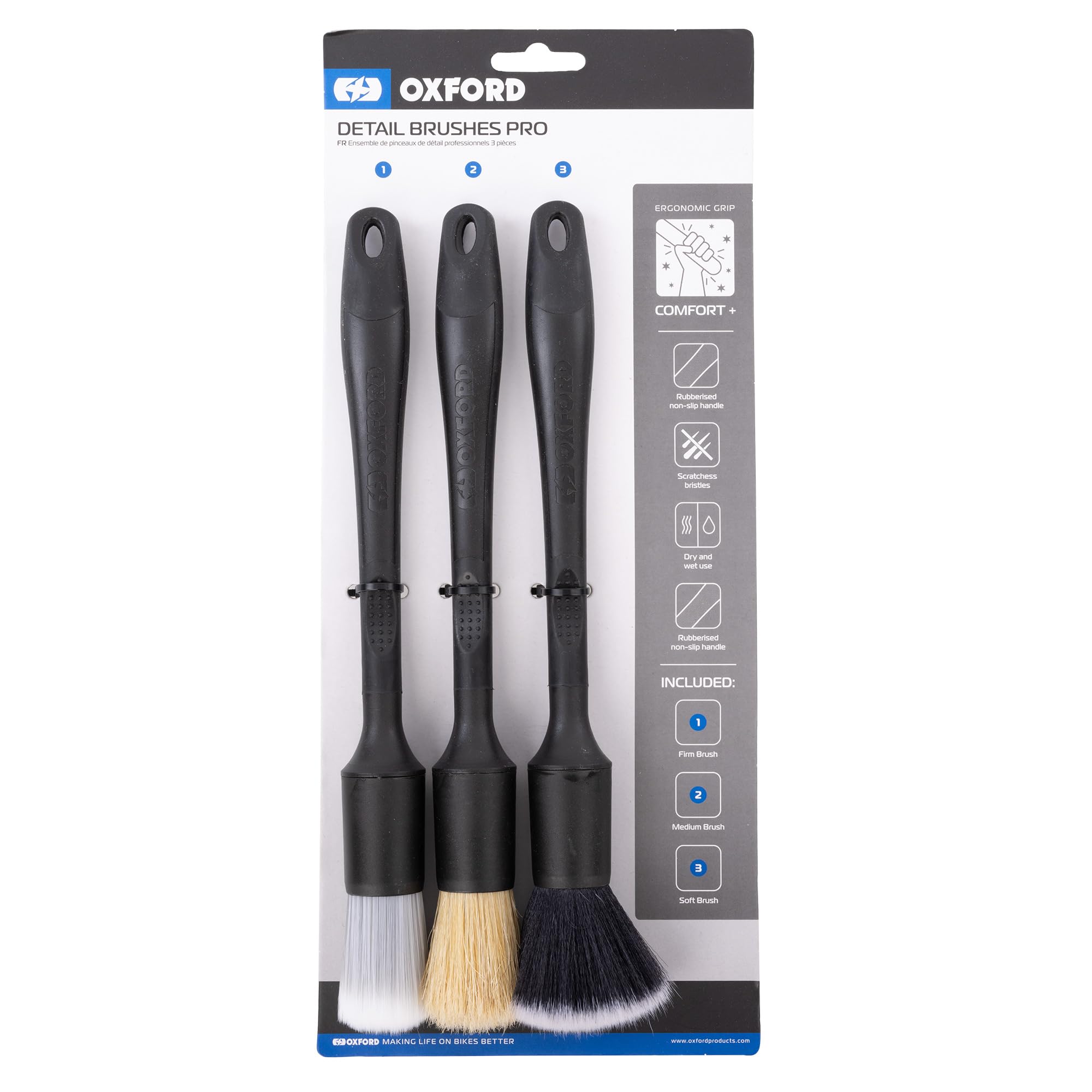 Oxford Motorcycle Detailing Brushes Pro Set Motorbike Scooter Cleaning