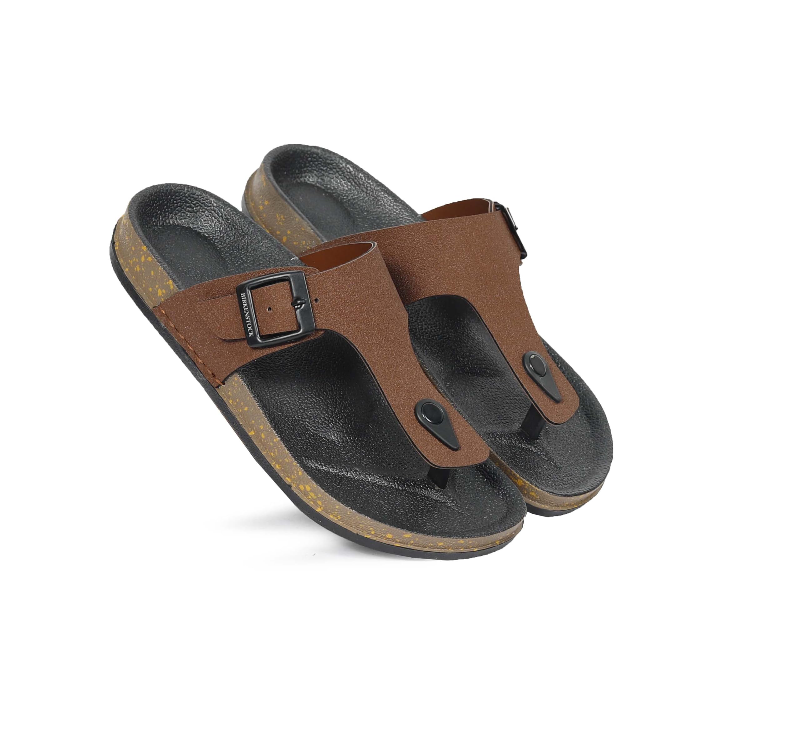 Men's Cork Footbed Thong Sandals – Adjustable Buckle T-Strap Slipper, Arch Support-image-23