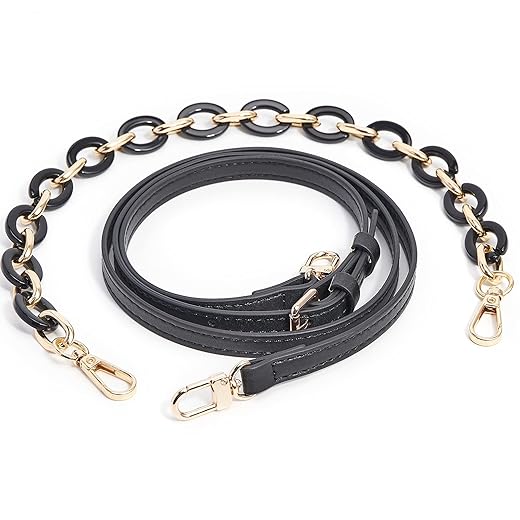 Vercord Purse Leather Straps Repalcement Crossbody Shoulder Handbags Adjustable Purse Making Accessory with Leopard Decoration Chain Beige