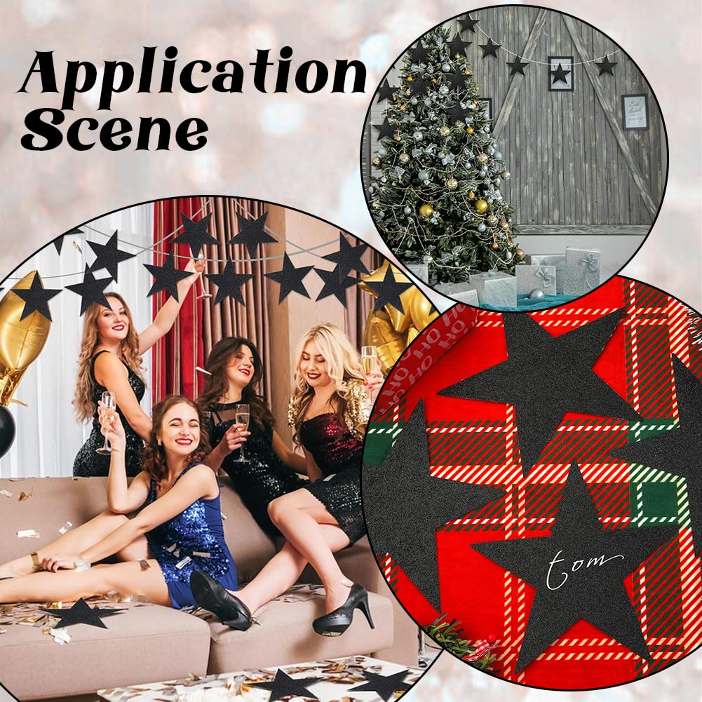 50 Stelle Di Cartone Glitterate Nere - 6 Pollici, Doppia Faccia - Per Decorazioni Feste, Compleanni, Pareti - Foto 13