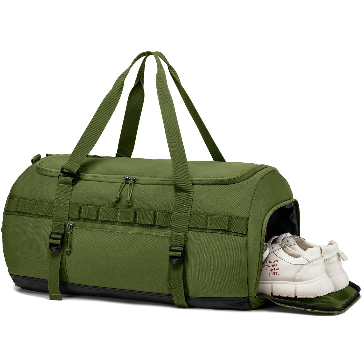 Sac de Sport Homme 60L Grand Sac de Voyage Week-End avec Compartiment de Chaussures et Poche Humide Sac de Voyage Femmes Imperméable pour Fitness Voyage, Vert