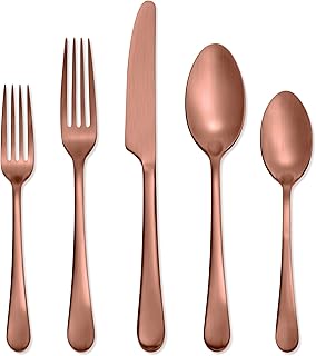 Hampton Forge Skandia Mirabella Satin Flatware Set, 20 Piece, Copper