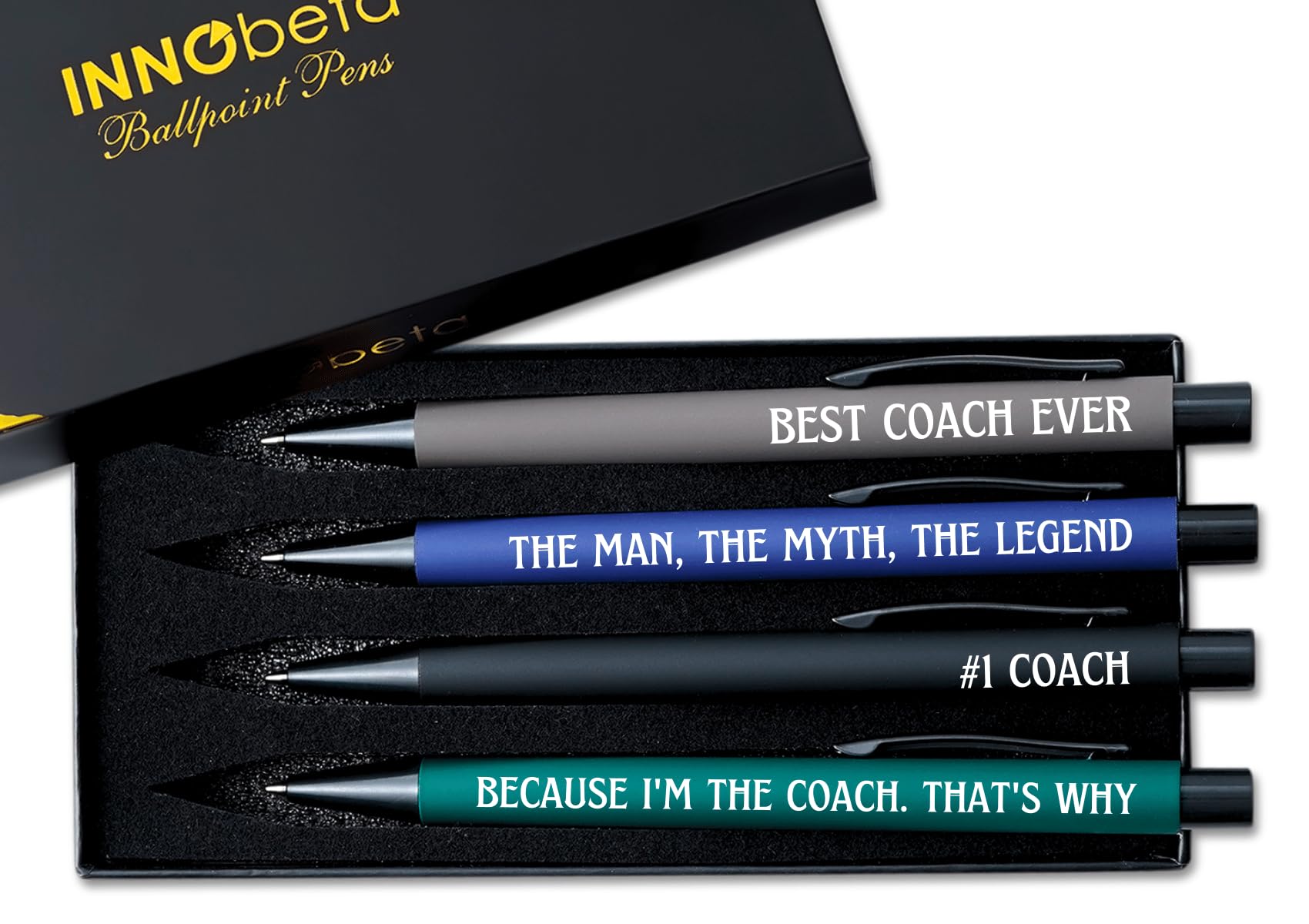 InnoBeta Coach Gifts Ballpoint Pen Set of 4, Funny Coach Gifts Idea for Appreciation, Christmas, Birthday - Best Ever