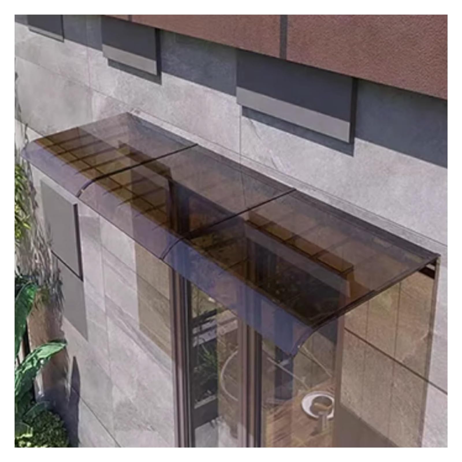 KYOFIS Transparent Window and Door Awning, Polycarbonate Door Canopy Patio UV Rain Snow Protection Door Canopy Awning for Houses, Garden, Balconies (Color : Brown, Size : BOTTOM_40X40CM)