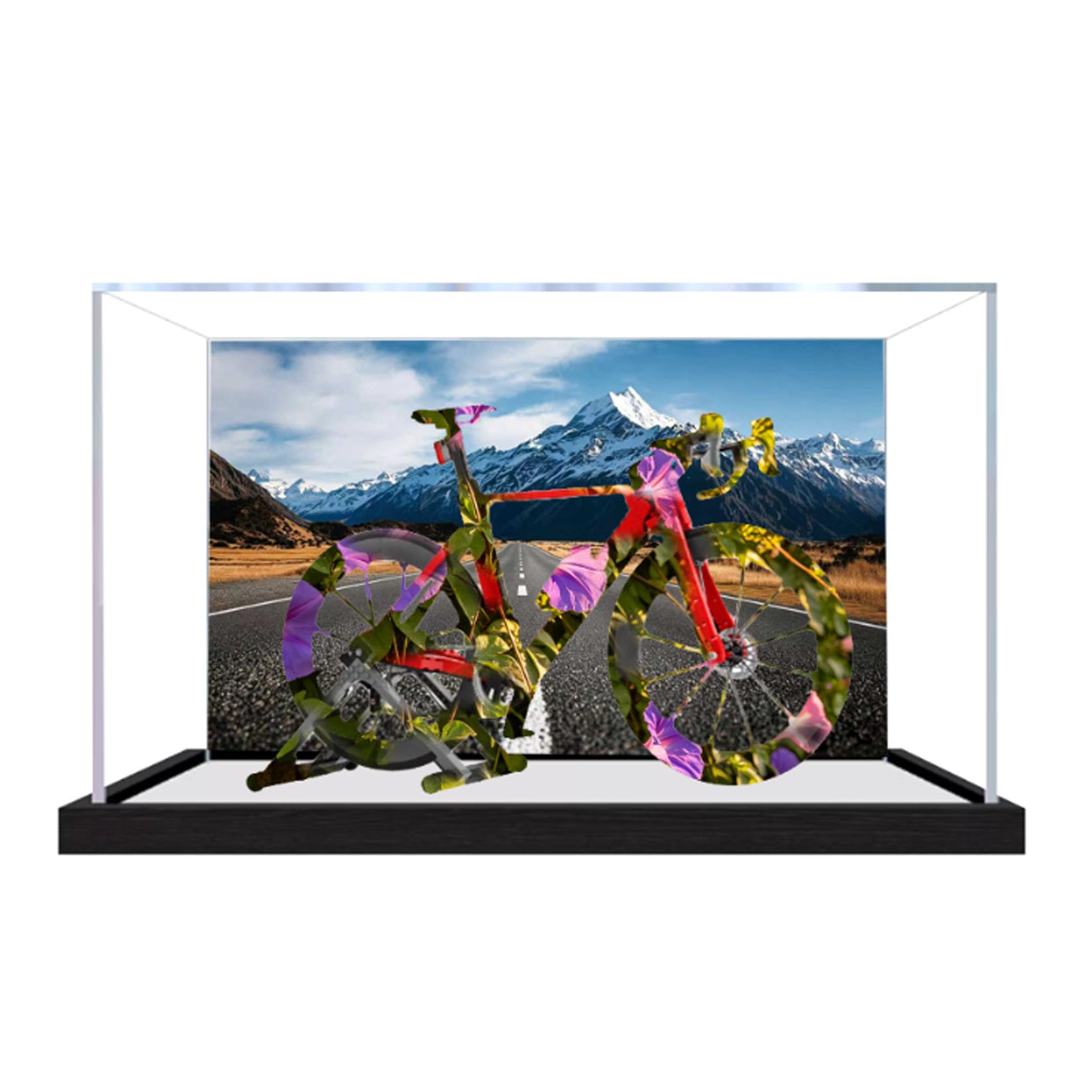 Acrylic Display Case for Le-go 11380 bicycle Model, Dustproof Display Box (display box only) (StyleC Background 3mm)