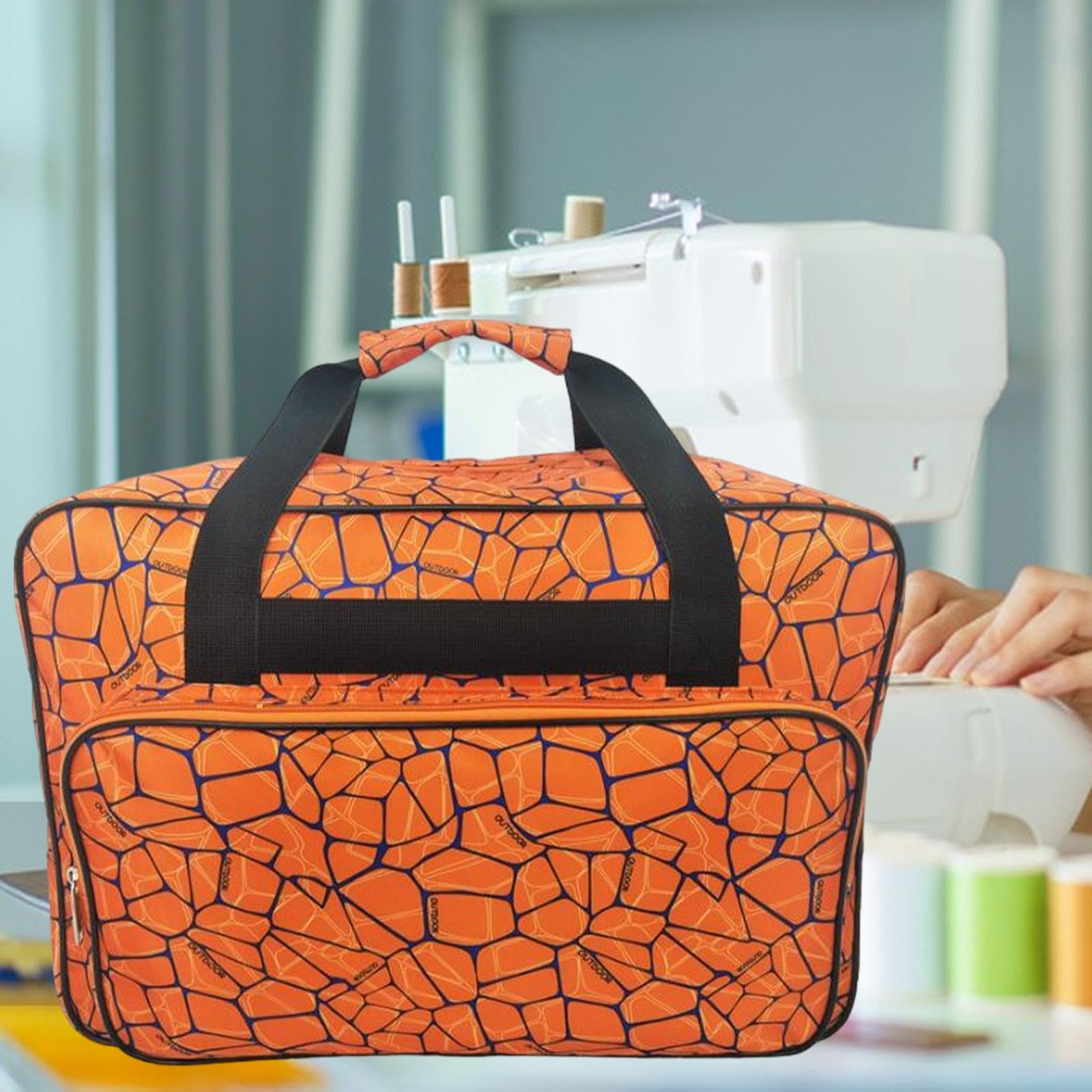 Custodia per macchina da cucire Borsa per macchina da cucire Borsa portatile di grande capacità Borsa per l'organizzazione della casa per i viaggi, Orangina