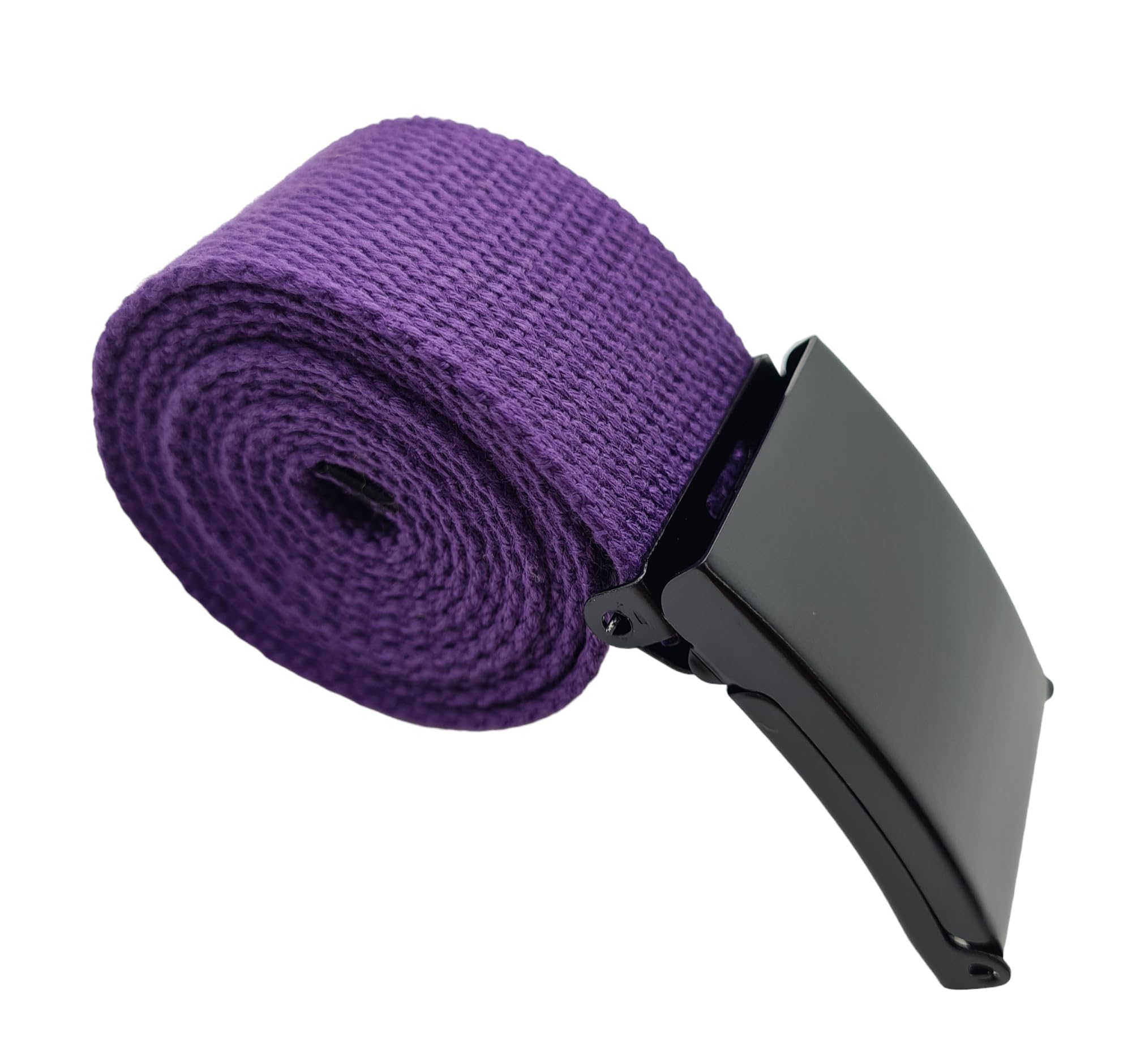 TheGloveHut Unisex Canvas Webbing Belt Black Buckle (X Large 44", Purple)