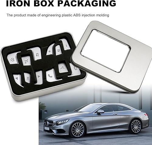 Miniatura 5 de 12 piezas de repuesto para botón de volante de automóvil, para Mercedes Benz C V GLC Clase W205 X205, color plateado