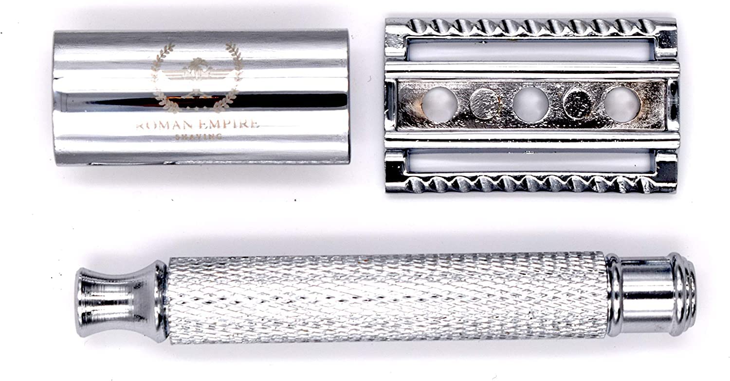 Razor bezpieczeństwa z podwójnym drutem Cezara Roman Empire Shaving | Klasyczna maszynka do golenia | Safety Razor | Stalowa maszynka do golenia z zestawem 20 ostrzy (Astra-Platinum-7 lub' Clock-Voskhod)