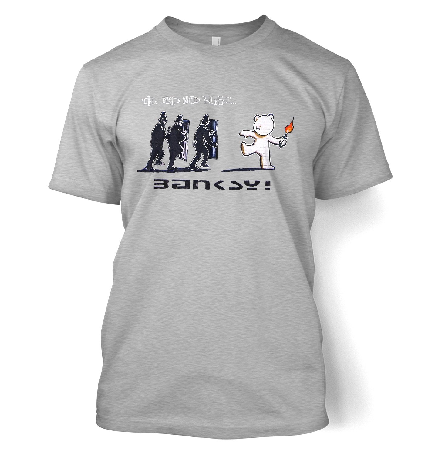 Banksy By Big Mouth Sport Grey Banksy Mild Mild West T-Shirt - Large (42/44")