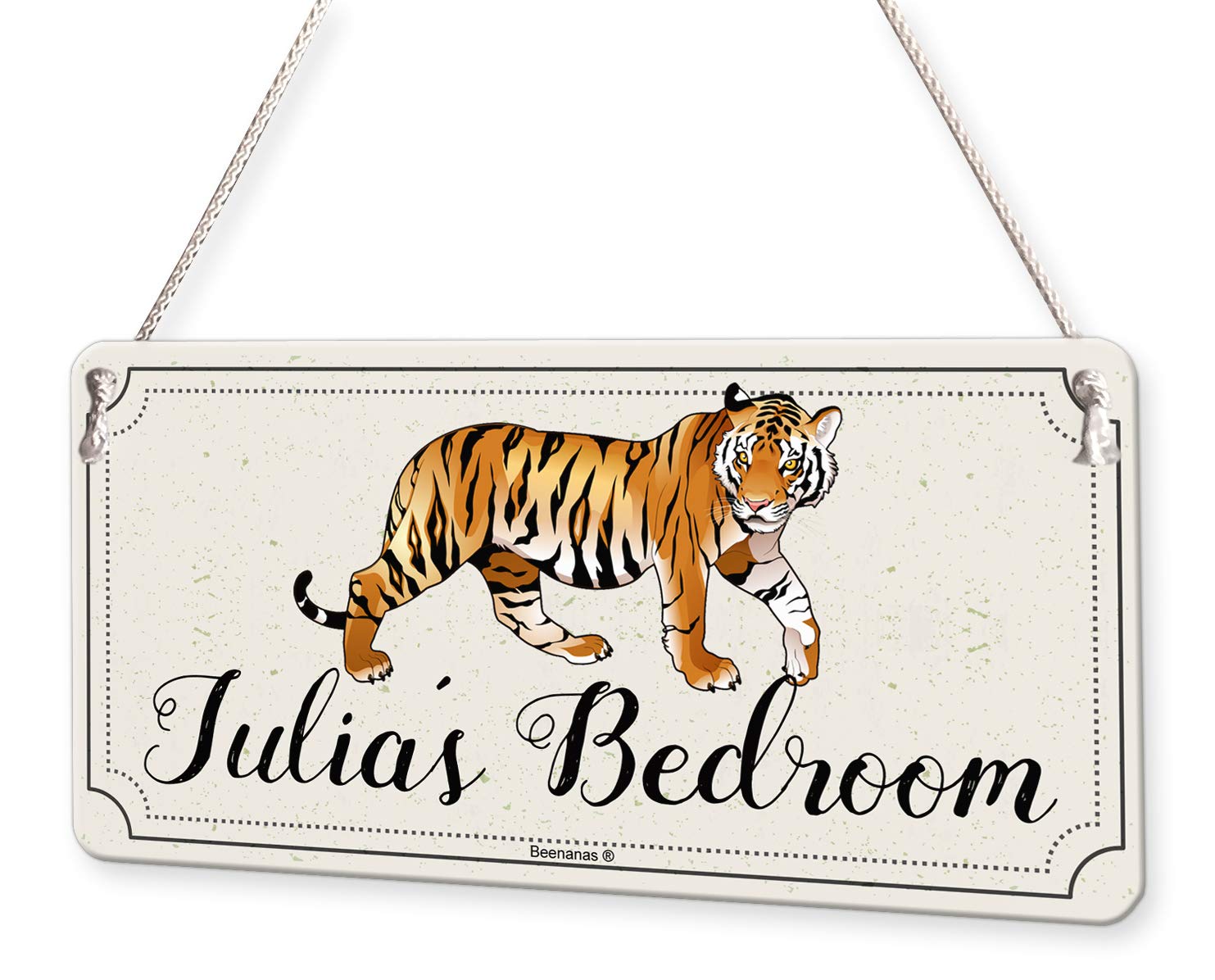 Beenanas Tiger Wild Animal Personalised Childs Bedroom Door Sign Name Plaque