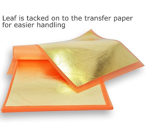 Miniatura 25 de Barnabas Blattgold Hoja de oro de imitación, hojas sueltas [25 hojas, 5.5 pulgadas], hoja de lámina de metal para pintura, arte y manualidades