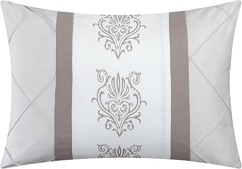 Miniatura 6 de Juego de ropa de cama de 10 piezas Chic Home con edredón con cierre fruncido, para cama king, todo en una bolsa, Microfibra, Beige, gemelo