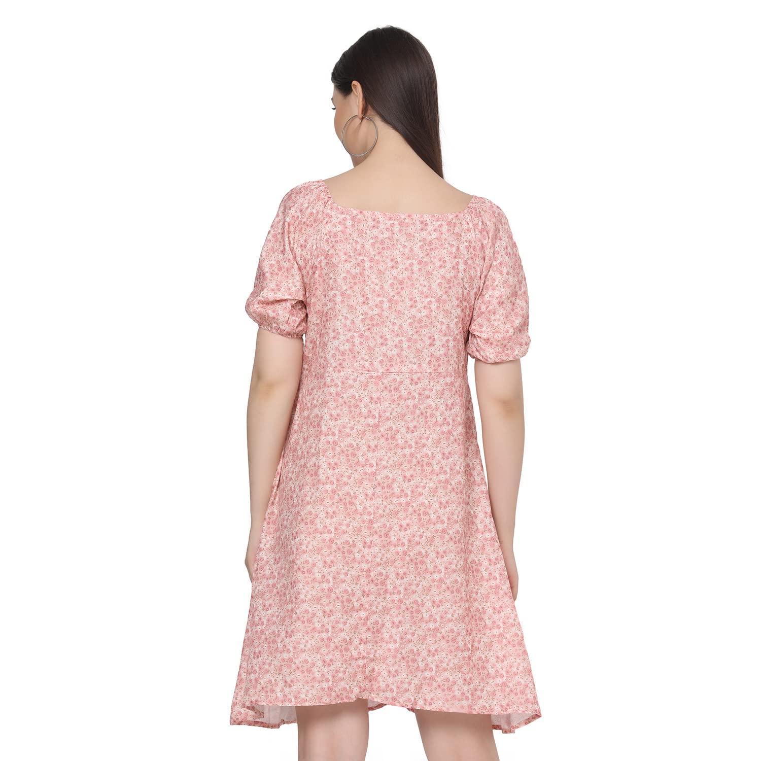 Dhruvi Trendz Womens Slub Rayon Women Western Dresses Regular Fit A-Line (Dupli-D-Wd-1023_Peach_Xl)