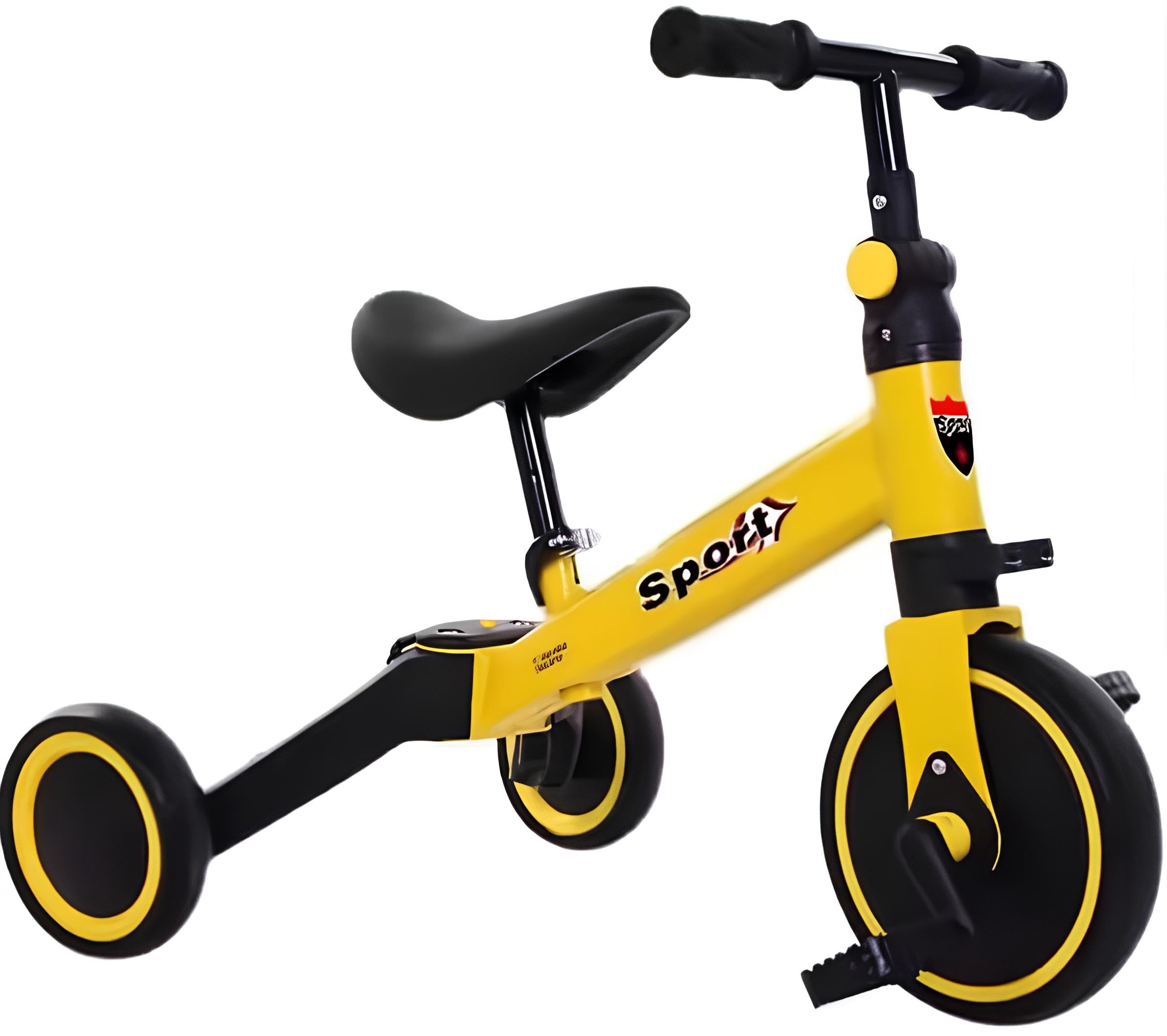 3-in-1 Toddler Tricycle - Adjustable Seat, 3-Wheel Balance Bike for Kids 1-4 Years, Indoor/Outdoor Ride for Boys & Girls (Yellow)