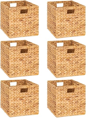 M4DECOR 10.5 x 10.5in Wicker Storage Baskets for Shelves, 6 Packs