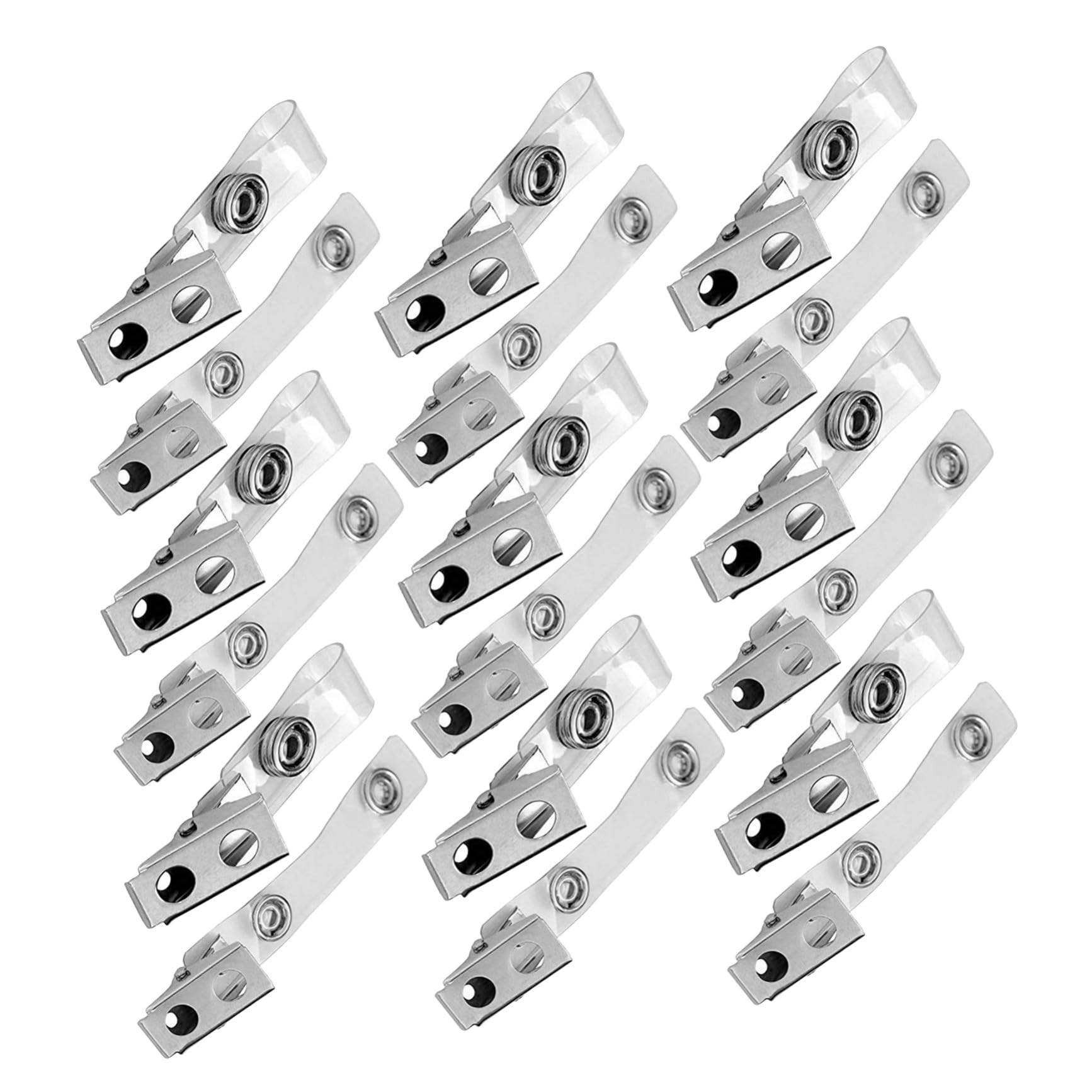 250pezzi Clip Porta Tessera Badge in Metallo Clip per Targhette Identificative con Cinturino Trasparente in Pvc per Badge con Foro di Fissaggio Robuste da Lavoro Eventi e Uso