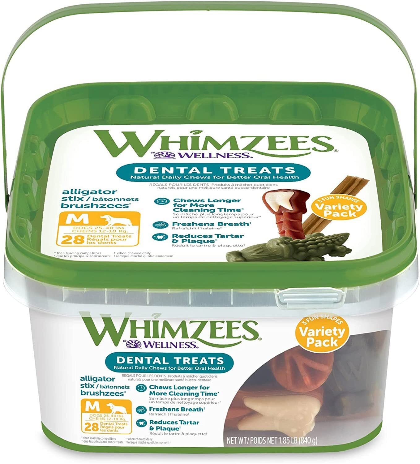 Whimzees Dental Treat for Dogs, Medium - M (Pack of 28)