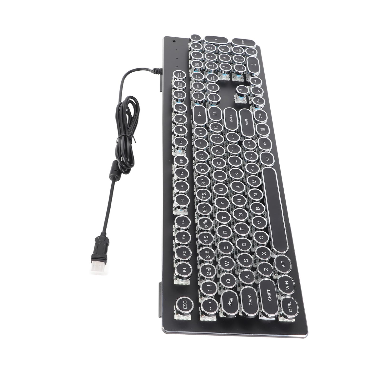 Czarna Klawiatura do Pisania HJK920 Przewodowa Klawiatura ze 104 Klawiszami Ergonomiczna Konstrukcja Mieszane, Wrażliwe na światło Kliknięcia na PC/Laptop (BLACK)