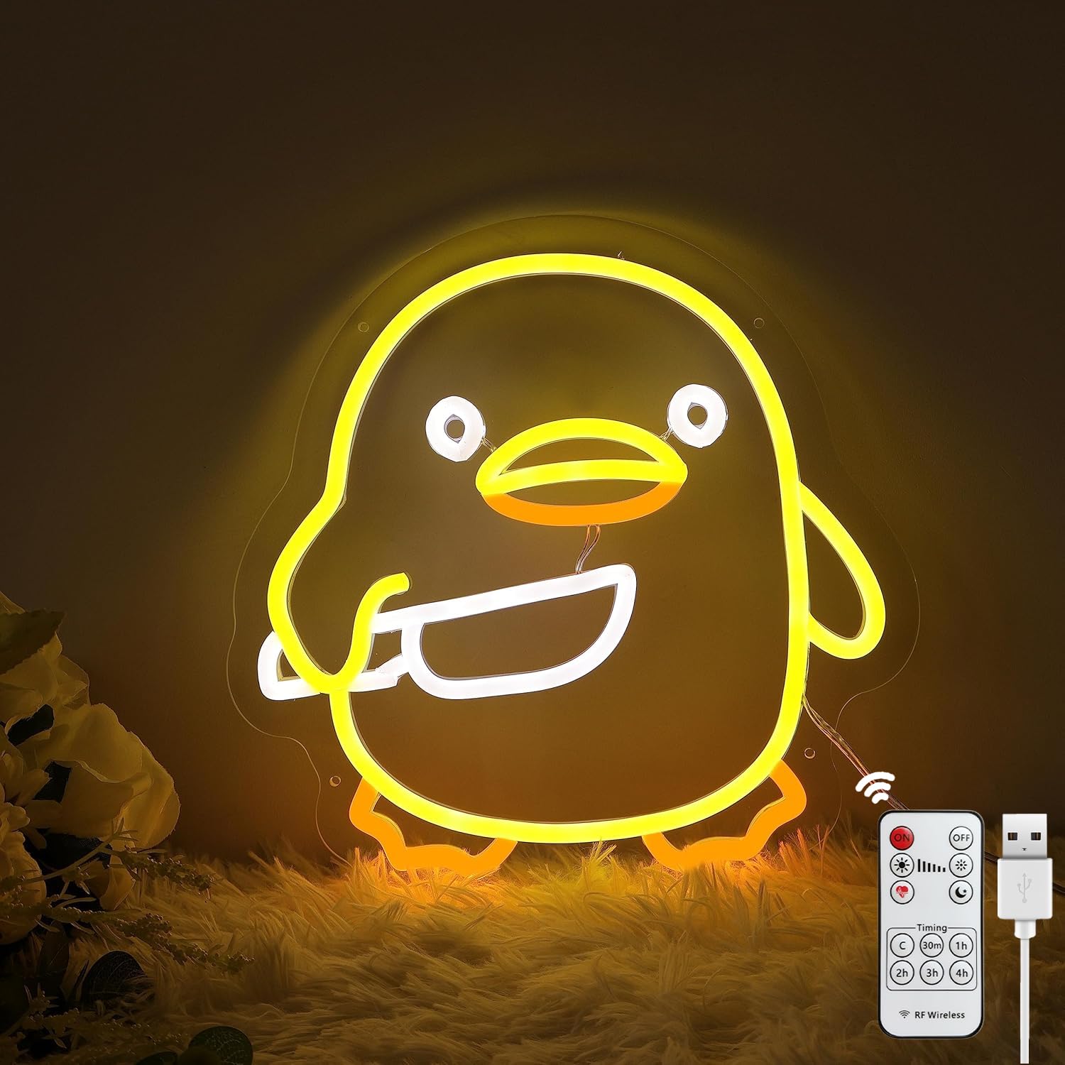 Duck Neon Sign for Bedroom Decor, Dimmble Cute Duck LED Neon Light — image 1