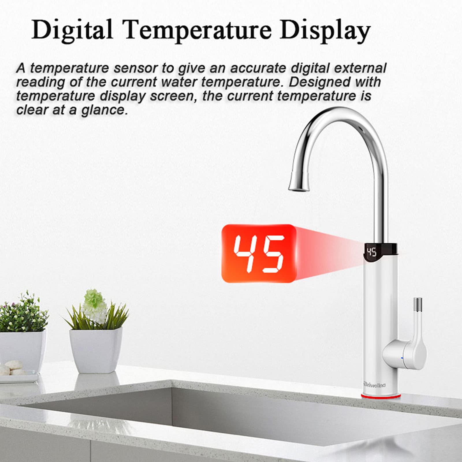 Rubinetto per scaldabagno Elettrico, Rubinetto per Acqua Calda istantanea, Rubinetto Elettrico per Acqua Calda, Rubinetto per Riscaldamento rapido, rubinetti da Cucina con Display Digitale a LED,