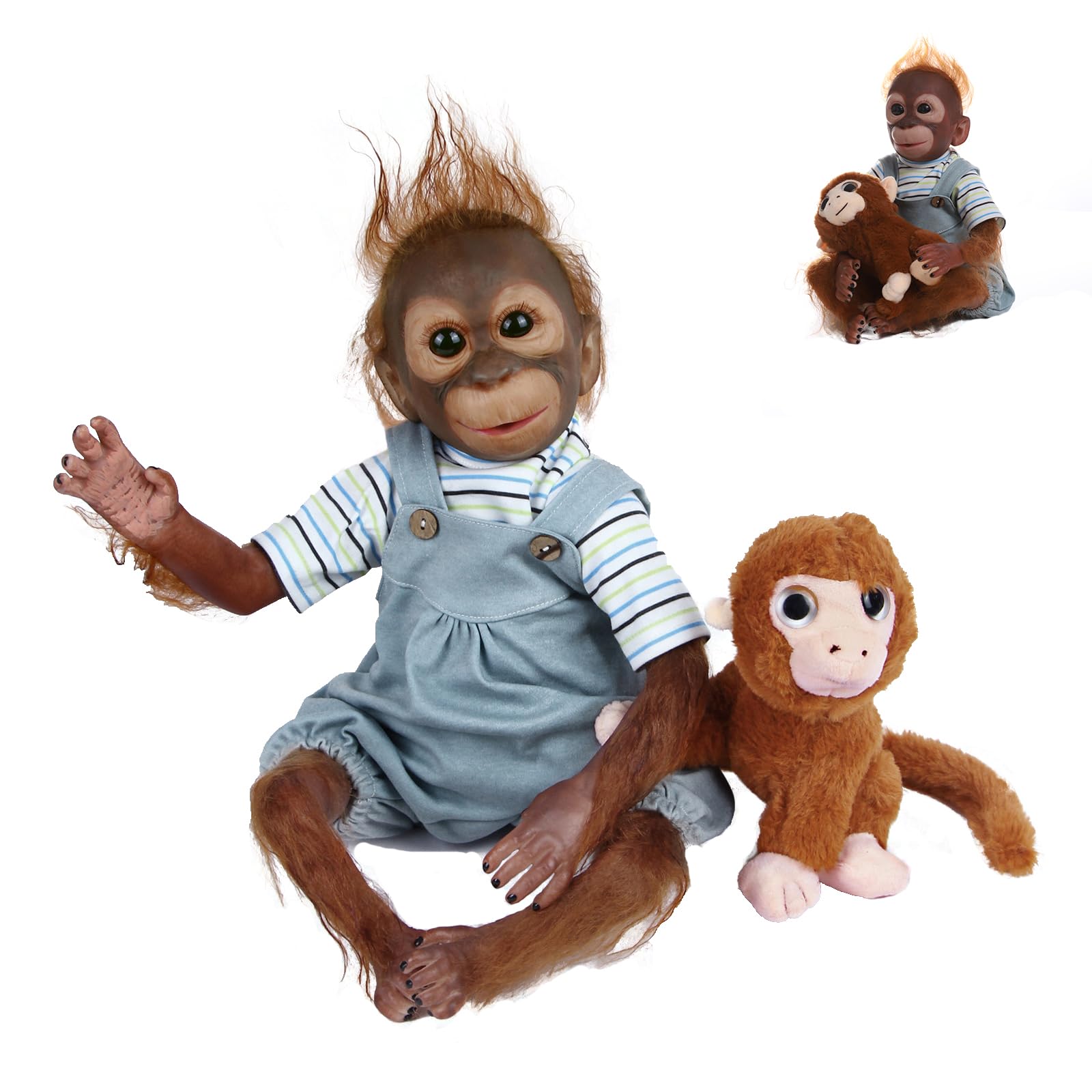 JIEBOTE Reborn Dolls 22 Inch 55 cm Reborn Baby Monkey Realistic Handmade Reborn Dolls Newborn Baby Doll, Brown, 22 inches