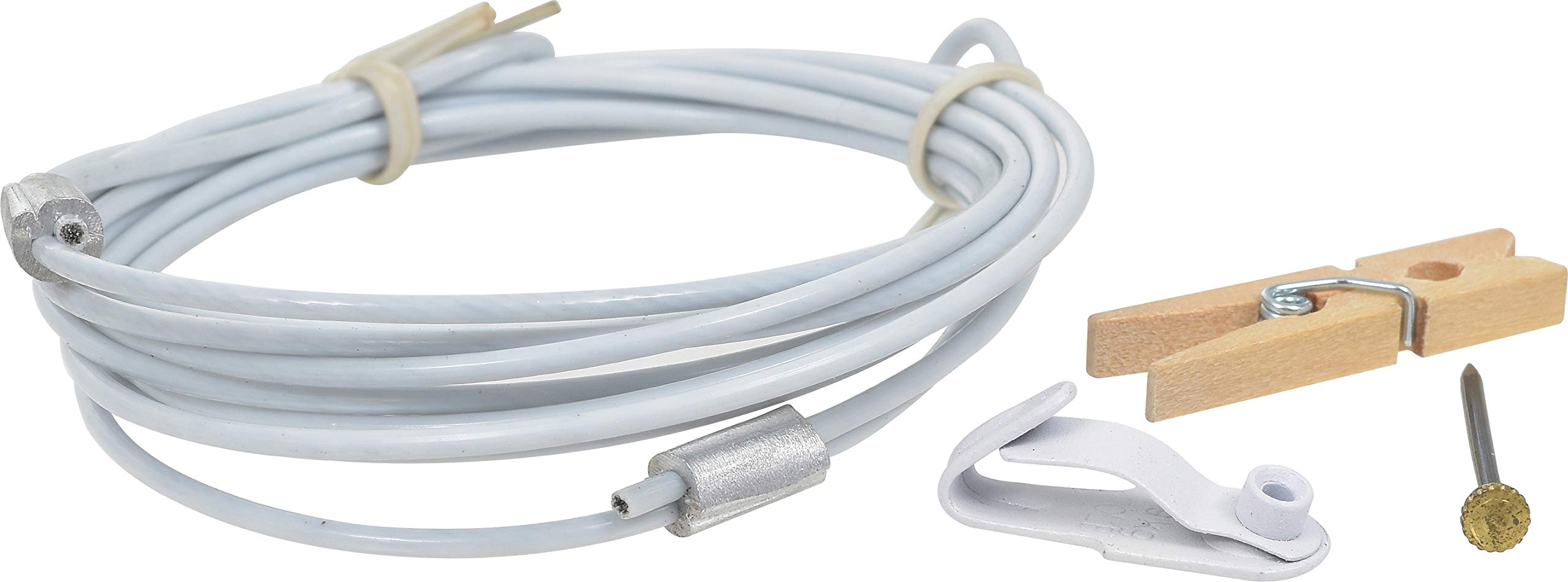 Cable de fotos Hillman 121087 blanco con clips para colgar cuadros de 30 libras