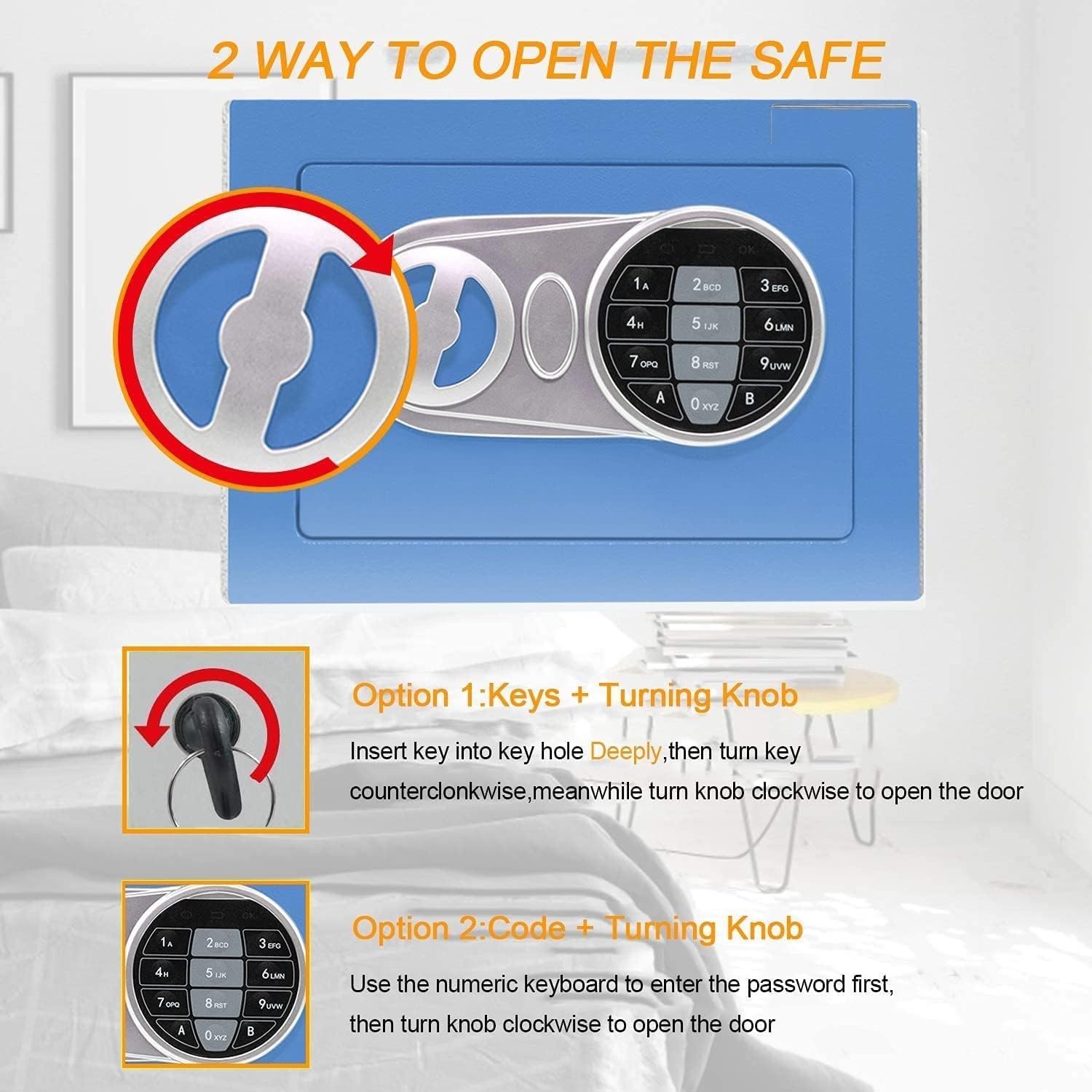 and Durable Fireproof Waterproof Safes Box Sensor Electronic Digital Securit Safe Steel Construction Hidden with Lock，Wall or Cabinet Anchoring Design for Home Office