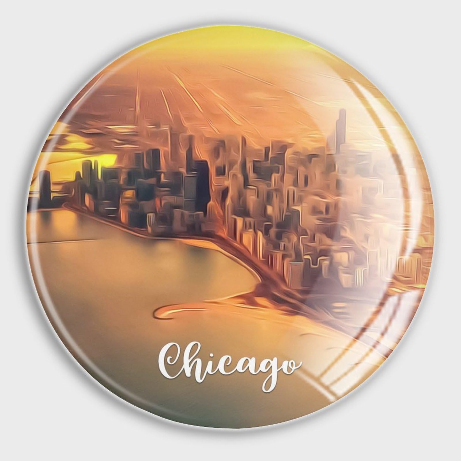 Imanes de Chicago para nevera redondos de vidrio fuerte recuerdo decorativo de viaje