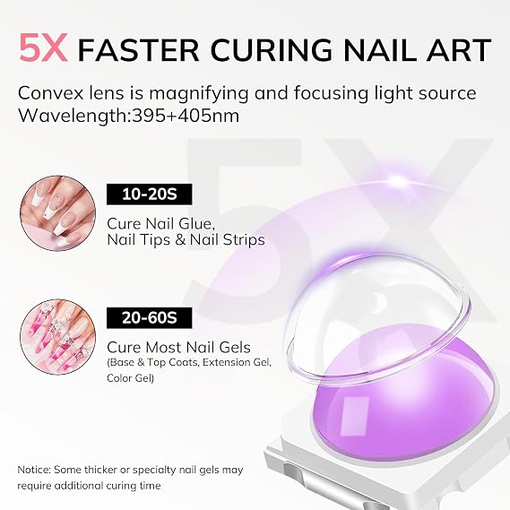 Lavinda Handheld UV Light for Gel Nails, Mini Nail Lamp, Portable Cordless Rechargeable UV Led Nail Lamp Nail Dryer for Fast Curing Gel Polish USB Flashlight for Home DIY Manicure