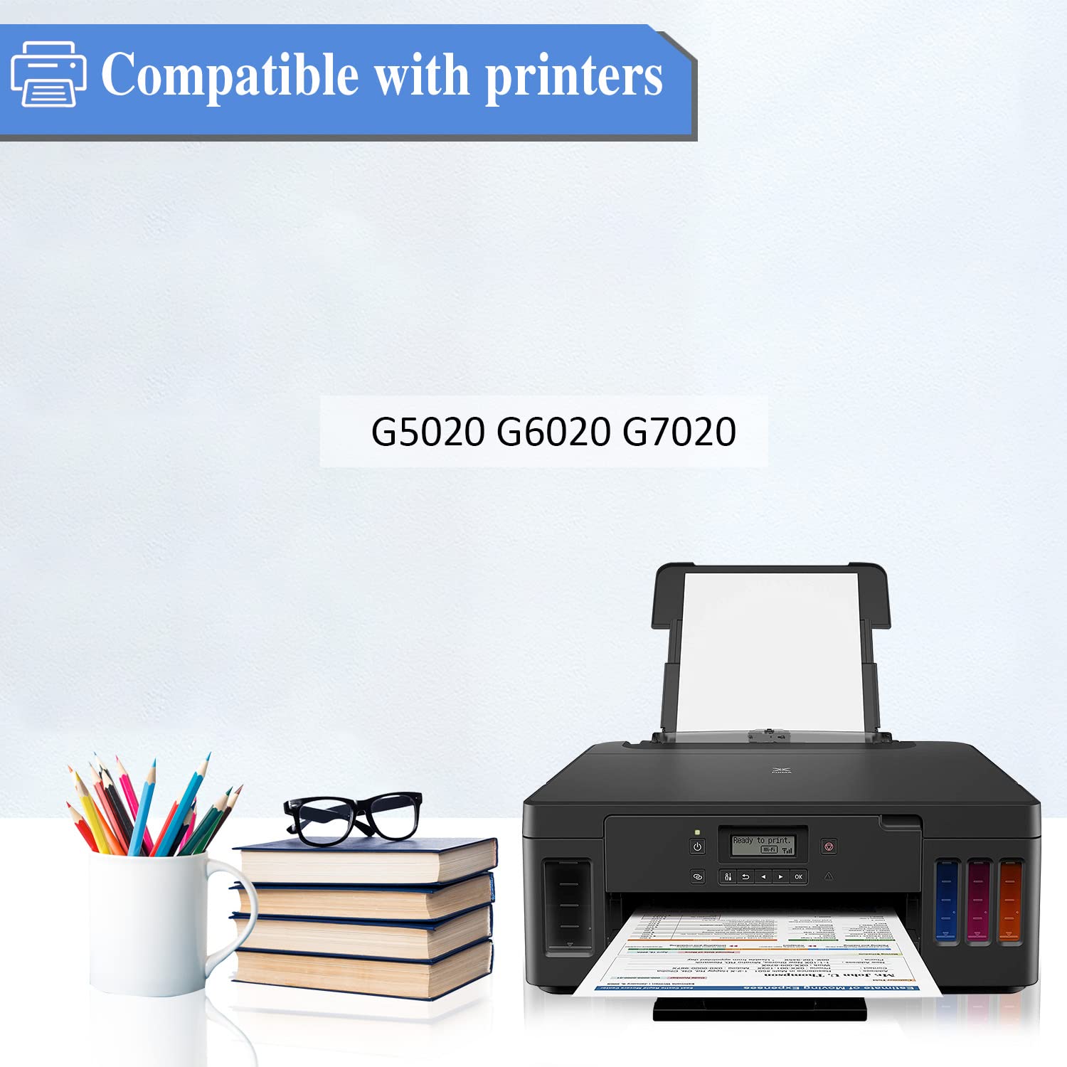 GI-20 Ink Bottle GI 20 GI20 Refill Ink Bottles Compatible For Canon PIXMA G6020 G5020 G7020 MegaTank Printer (Black,Cyan,Magenta,Yellow,170ML,70ML