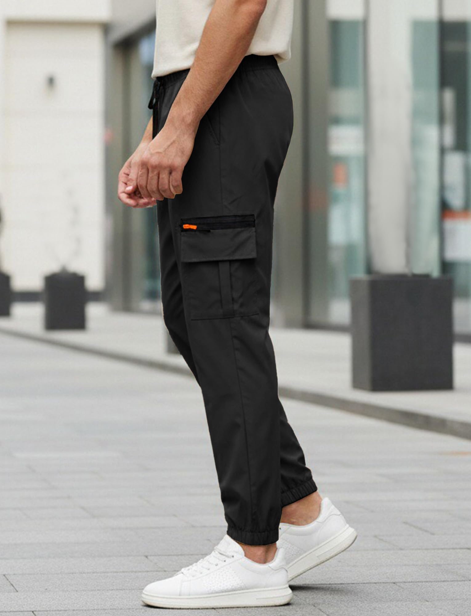 AIEOE Herren Cargohose mit Bündchen Arbeitshose Chino Cargo Jogginghose mit Taschen Kordelzug S-XXL