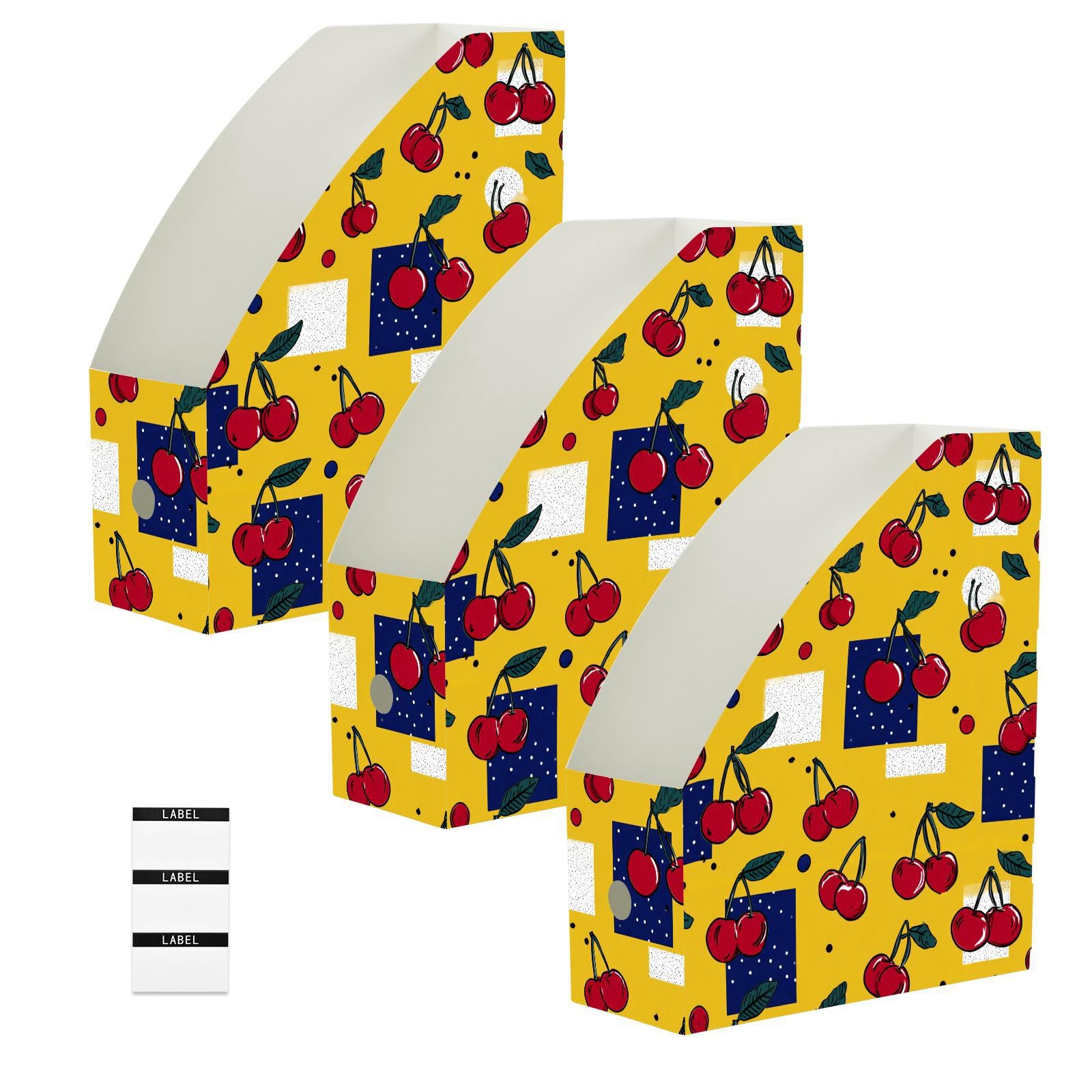 Boîtes de rangement pour magazines rétro rouge cerise jaune de qualité supérieure