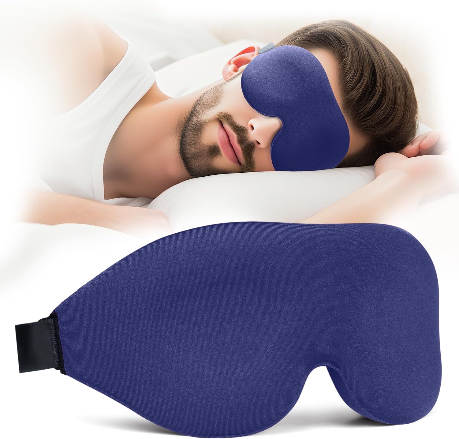 NEWVANGA Sleep Mask for Back and Side Sleeper, Block Out Light, Luxury Sleeping Eye Mask of 3D Night Blindfold, Zero Pressure Breathable Travel Eye Cover Blue